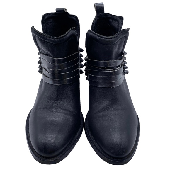 Diba Bootie Skylar Black Leather Distressed Ankle Block Heel Casual Size 6 - Picture 3 of 11